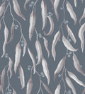 The Wattle wallpaper in Blue shown close up.