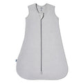 The HALO Wearable Blanket SuperSoft Bamboo TOG 1.5 is a light gray, sleeveless sleep sack with a 2-way zipper. Its luxurious bamboo fabric keeps babies warm and maintains a simple, minimalist style.