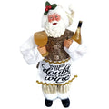 White/Gold Santa Figurine Holding Wine Bottle & Wine Glass - When in Doubt Add More Wine