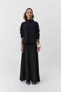Wool Blend Mock Neck Sweater - Black