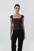 Wool Cap Sleeve Top - Umber