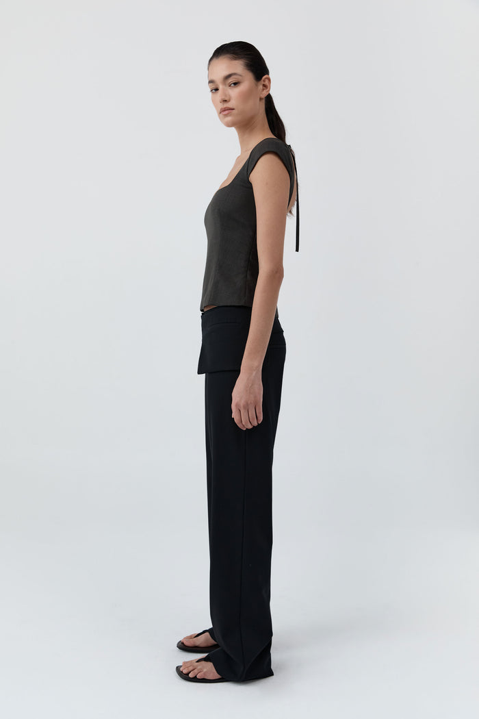 Wool Cap Sleeve Top - Umber