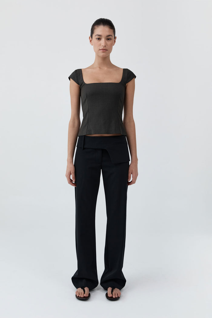 Wool Cap Sleeve Top - Umber