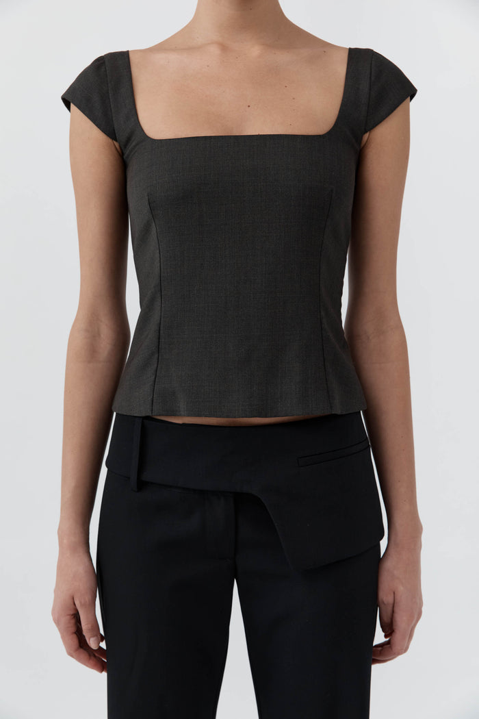 Wool Cap Sleeve Top - Umber