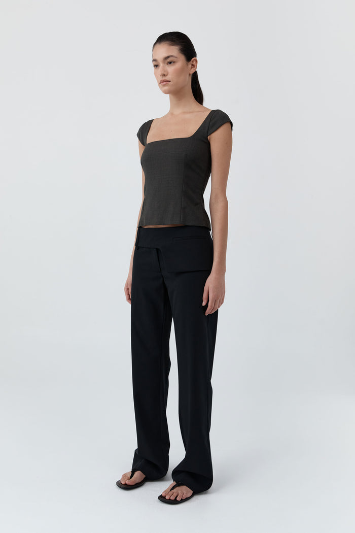 Wool Cap Sleeve Top - Umber