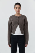 Wool Cardigan - Taupe Melange