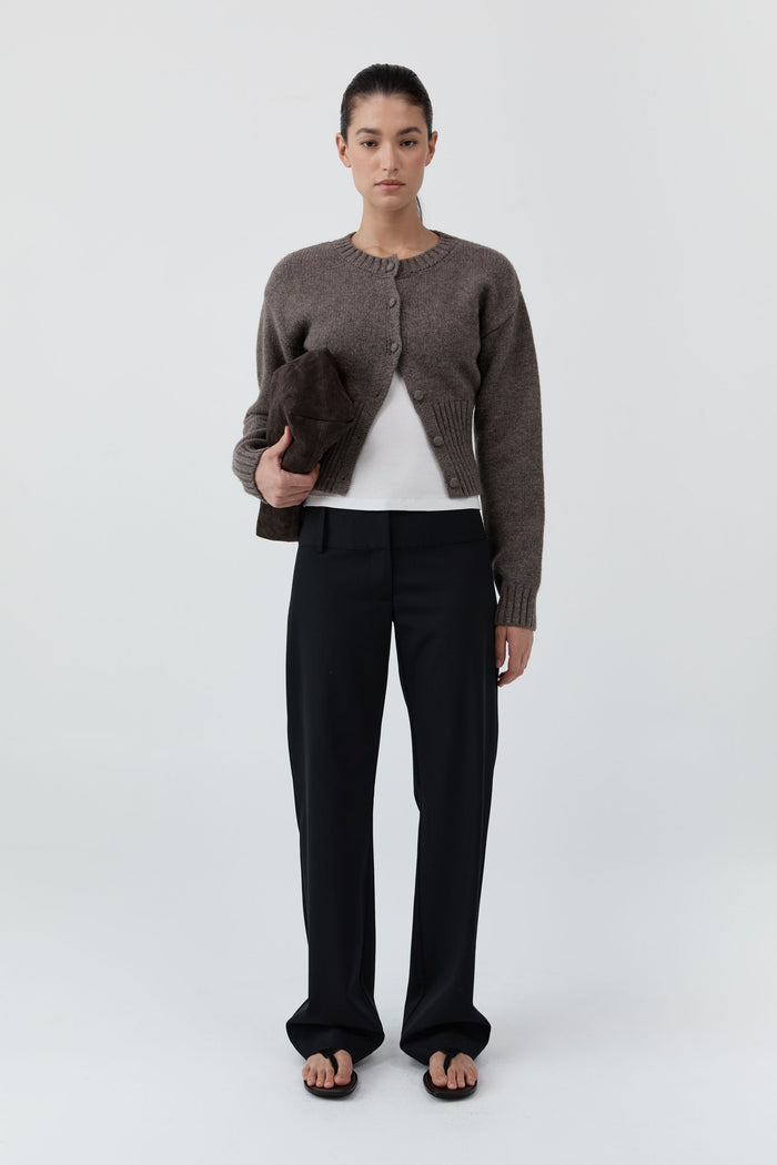 Wool Cardigan - Taupe Melange