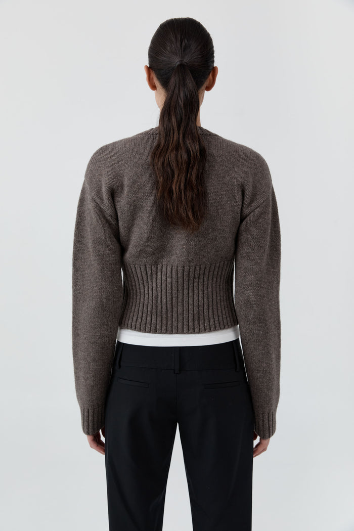 Wool Cardigan - Taupe Melange