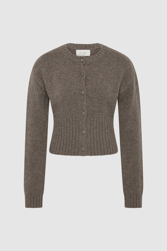 Wool Cardigan - Taupe Melange