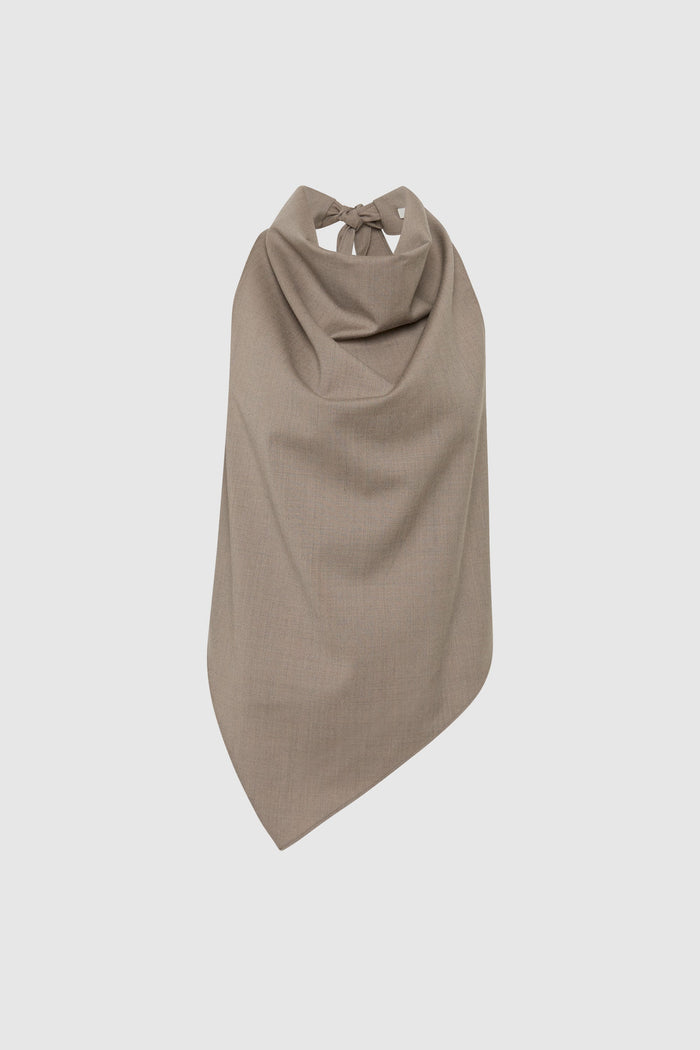 Wool Cowl Backless Top - Light Taupe