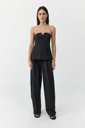 Wool Pinstripe Strapless Bodice - Fine Pinstripe