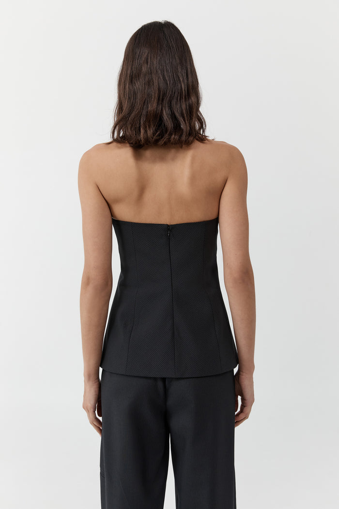 Wool Pinstripe Strapless Bodice - Fine Pinstripe