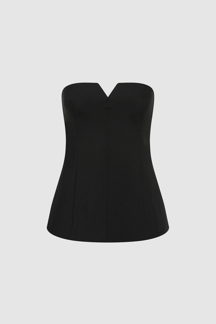 Wool Pinstripe Strapless Bodice - Fine Pinstripe