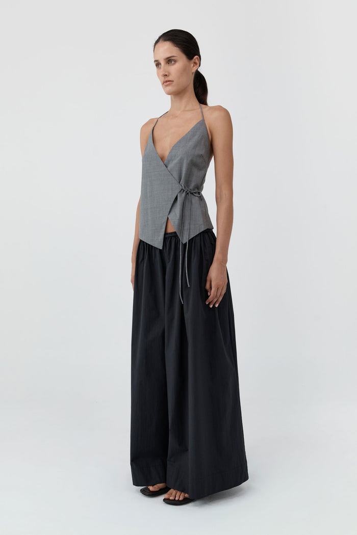 Wool Rouleau Halter Top - Pumice