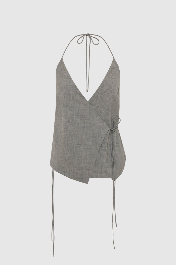 Wool Rouleau Halter Top - Pumice