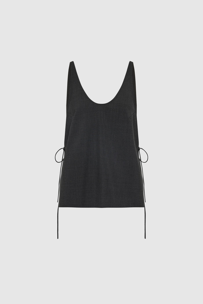 Wool Rouleau Tie Top - Dark Graphite