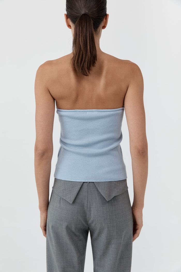 Wool Strapless Top - Light Steel