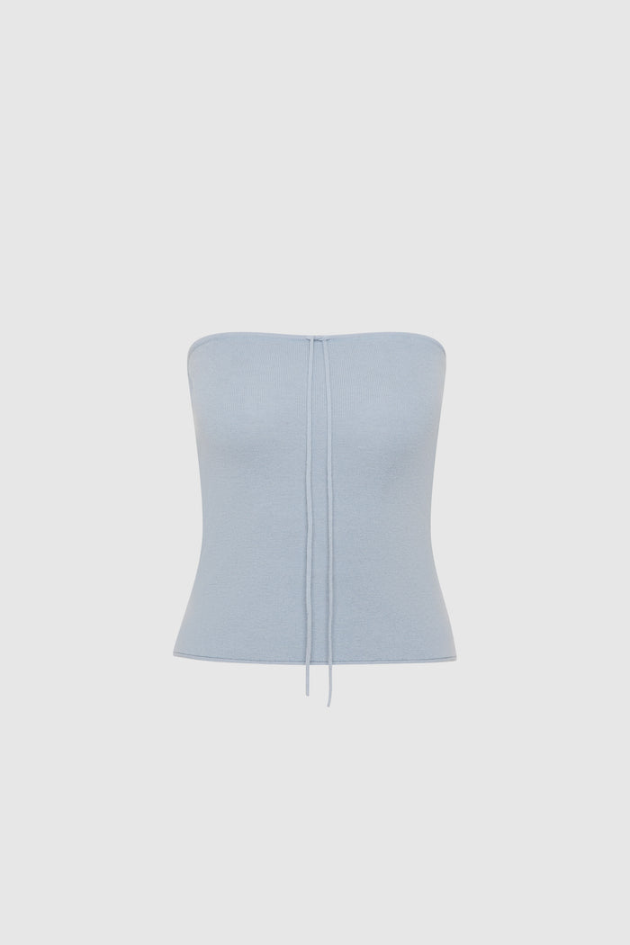 Wool Strapless Top - Light Steel
