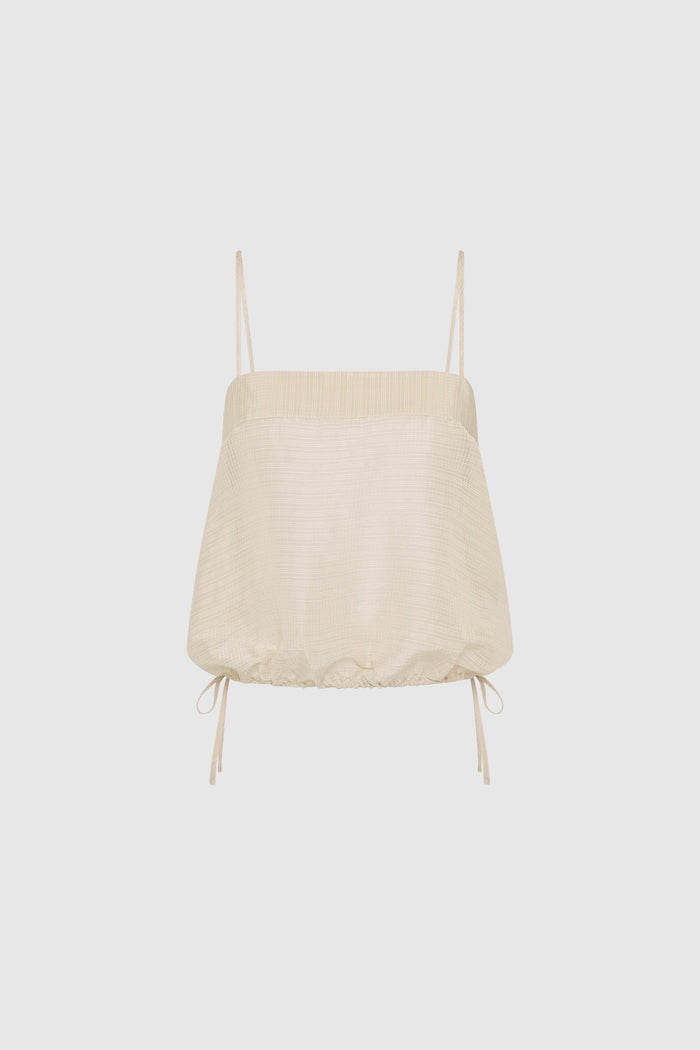 Woven Check Drawstring Cami - Soft Ash