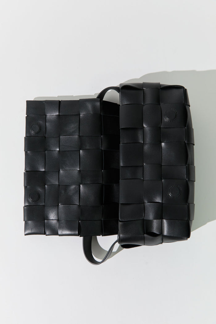 Woven Envelope Slim Tote - Black