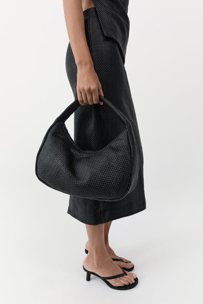Woven Large Bon Bon Bag - Black