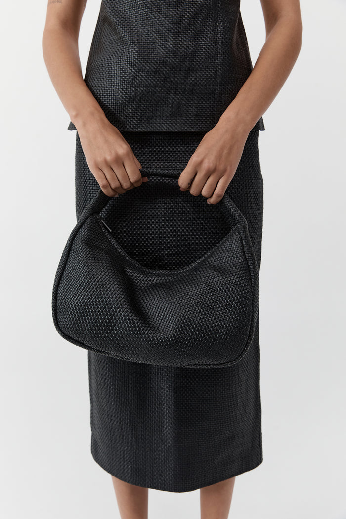 Woven Large Bon Bon Bag - Black