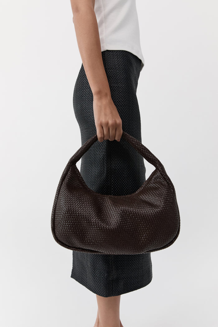 Woven Large Bon Bon Bag - Coffee