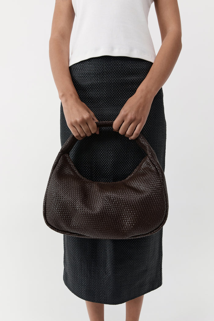 Woven Large Bon Bon Bag - Coffee