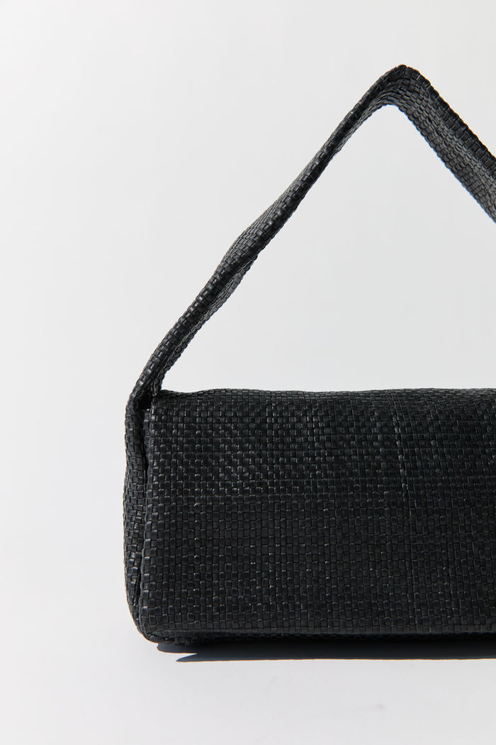 Woven Slim Satchel - Black