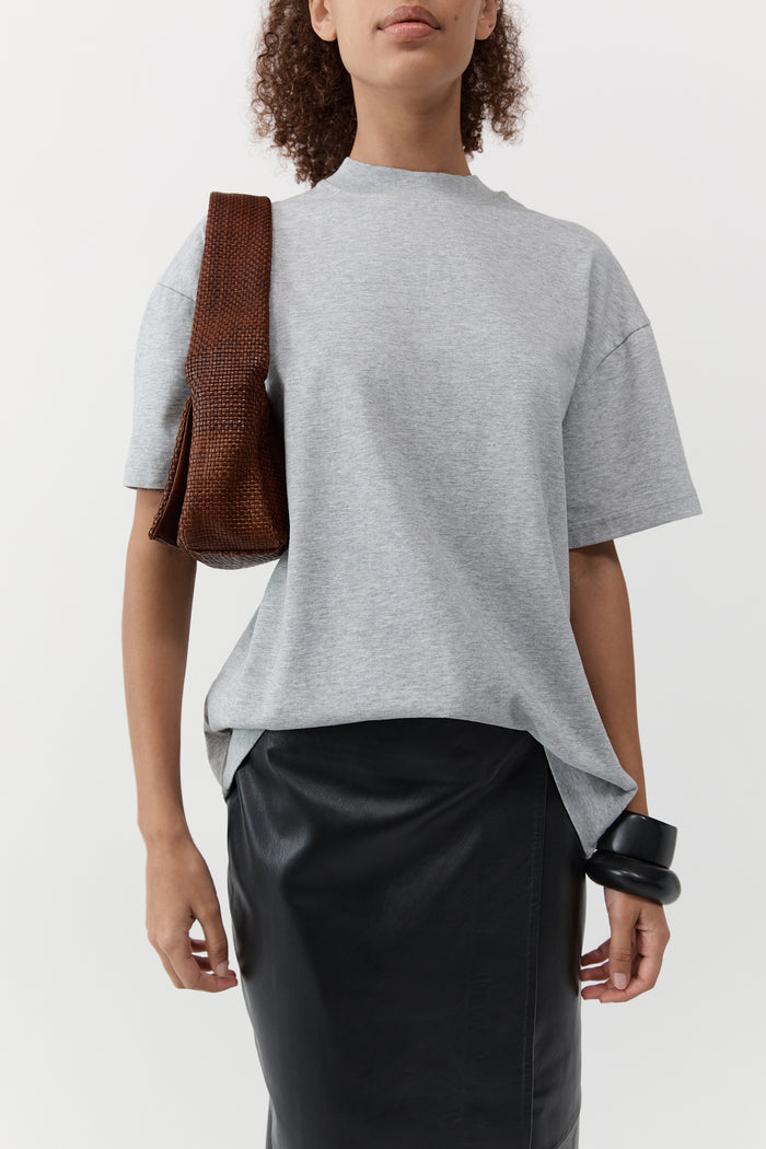 Woven Slim Satchel - Chestnut