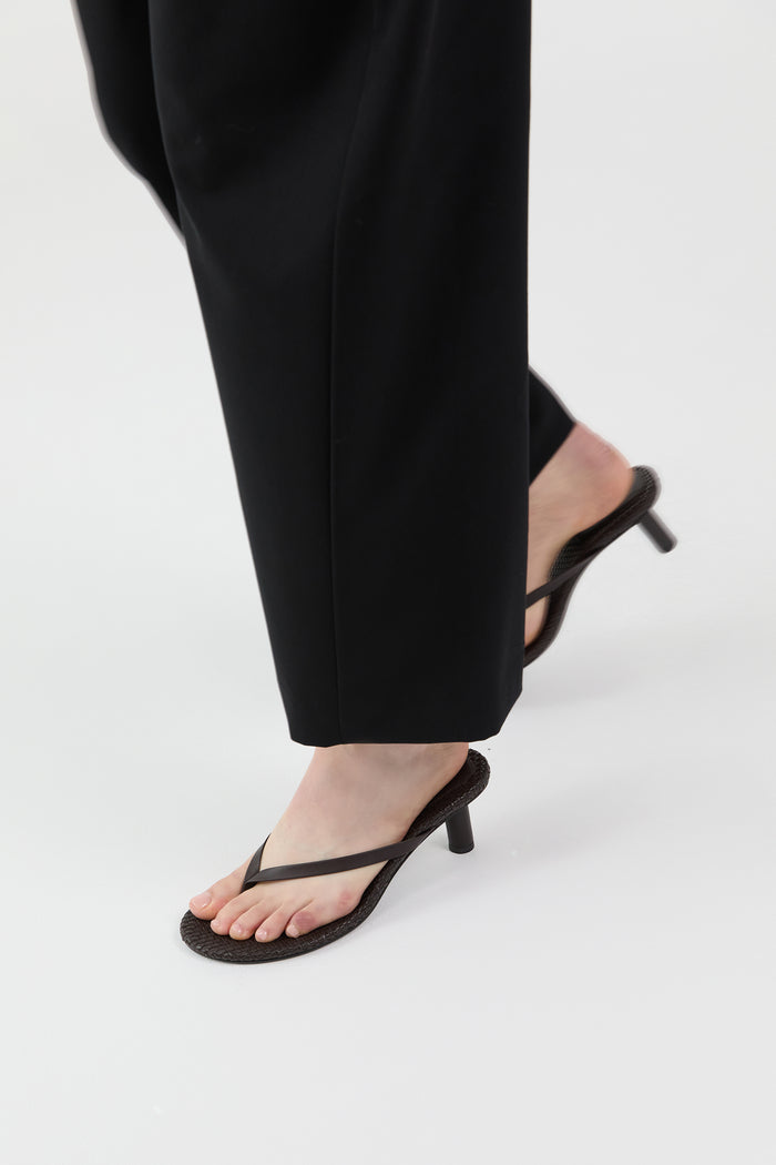 Woven Thong Heel - Coffee