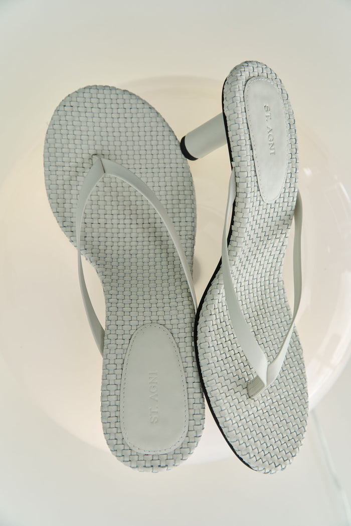 Woven Thong Heel - Ecru