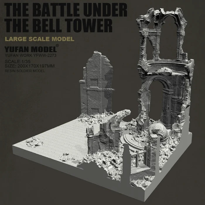 YUFAN MODEL 1/35 resin figure model kits Building ruins scene colorless and self-assembled YFWW-2273