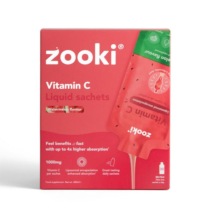 Zooki Vitamin C 1000mg Watermelon 30 Sachets Box Liposomal
